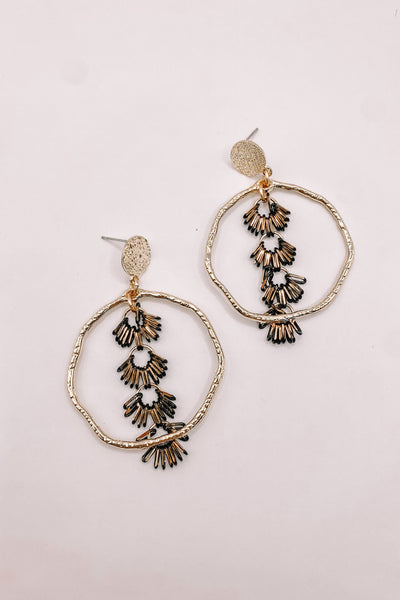 Chain Tassel Hoops - Black-190 - ACCESSORIES - JEWELRY-TAYLOR SHAYE-[option4]-[option5]-[option6]-Leather & Lace Boutique Shop