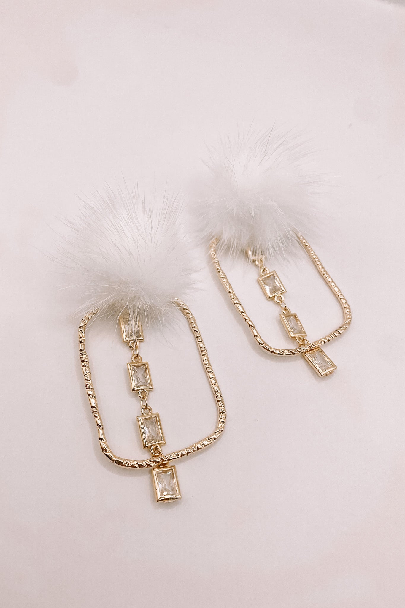 Puff Crystal Hoops - White-190 - ACCESSORIES - JEWELRY-TAYLOR SHAYE-[option4]-[option5]-[option6]-Leather & Lace Boutique Shop