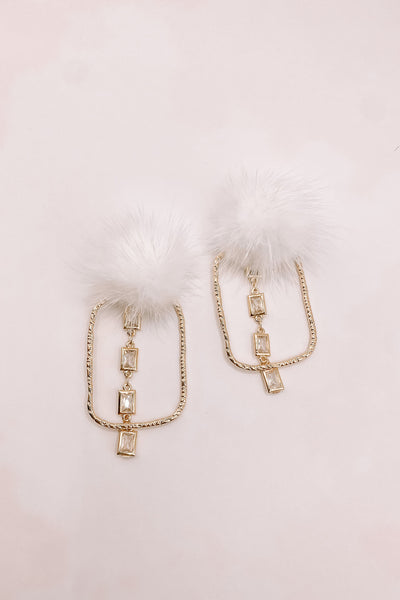 Puff Crystal Hoops - White-190 - ACCESSORIES - JEWELRY-TAYLOR SHAYE-[option4]-[option5]-[option6]-Leather & Lace Boutique Shop