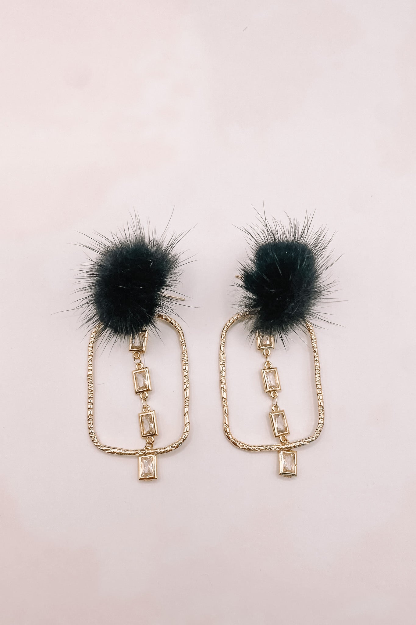 Puff Crystal Hoops - Black-190 - ACCESSORIES - JEWELRY-TAYLOR SHAYE-[option4]-[option5]-[option6]-Leather & Lace Boutique Shop