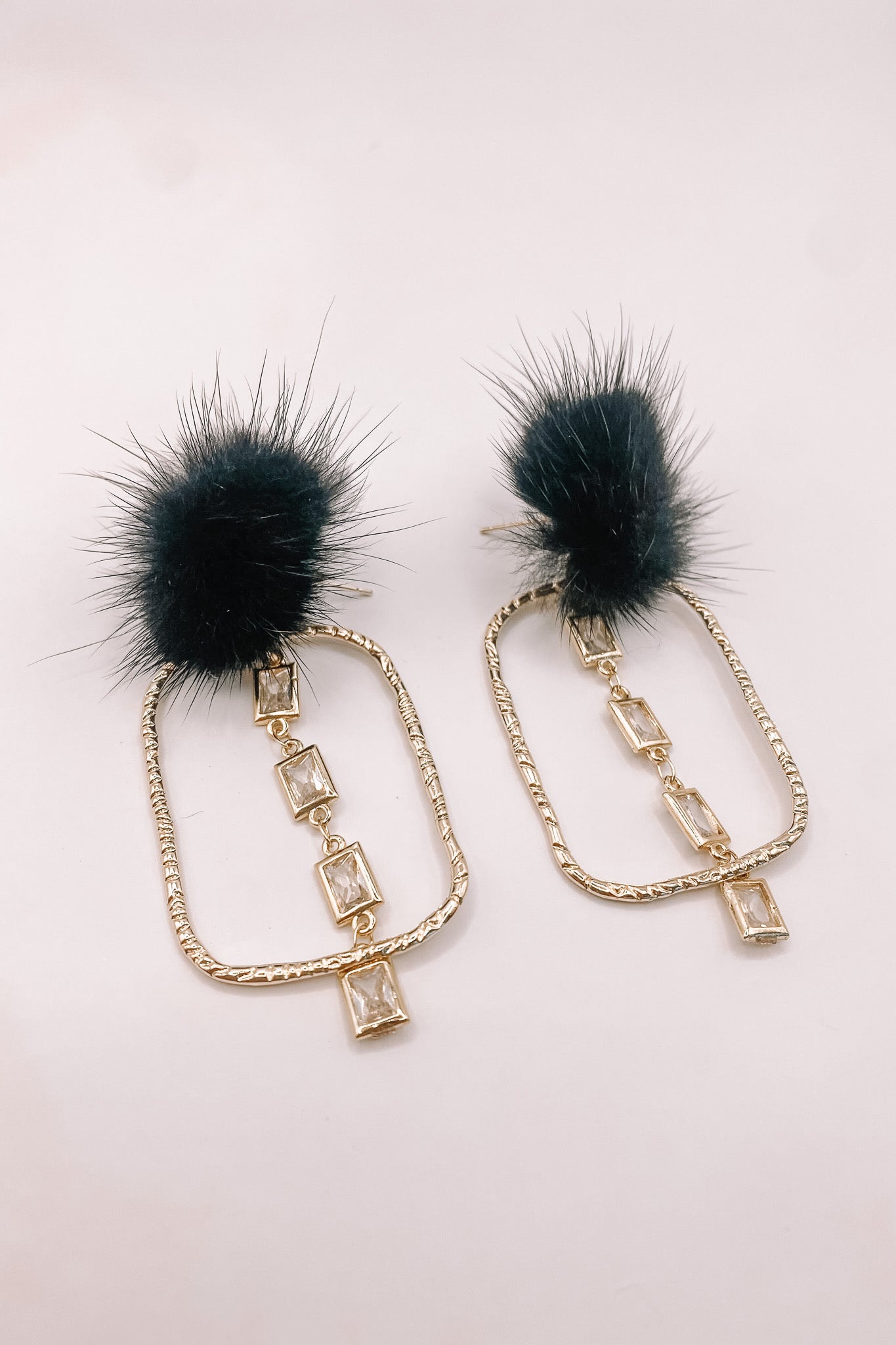 Puff Crystal Hoops - Black-190 - ACCESSORIES - JEWELRY-TAYLOR SHAYE-[option4]-[option5]-[option6]-Leather & Lace Boutique Shop