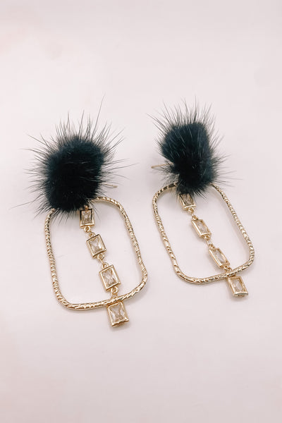 Puff Crystal Hoops - Black-190 - ACCESSORIES - JEWELRY-TAYLOR SHAYE-[option4]-[option5]-[option6]-Leather & Lace Boutique Shop
