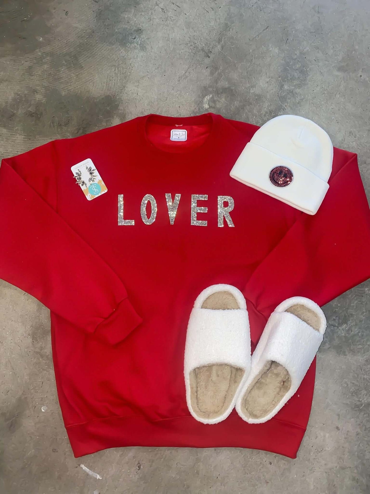Lover Rhinestone Sweatshirt-135 - DEMAND GRAPHIC-LEATHER & LACE-[option4]-[option5]-[option6]-Leather & Lace Boutique Shop