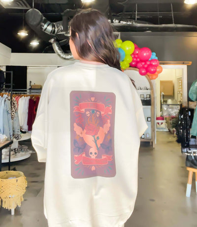 Flaming Rose Graphic Sweatshirt-135 - DEMAND GRAPHIC-LEATHER & LACE-[option4]-[option5]-[option6]-Leather & Lace Boutique Shop