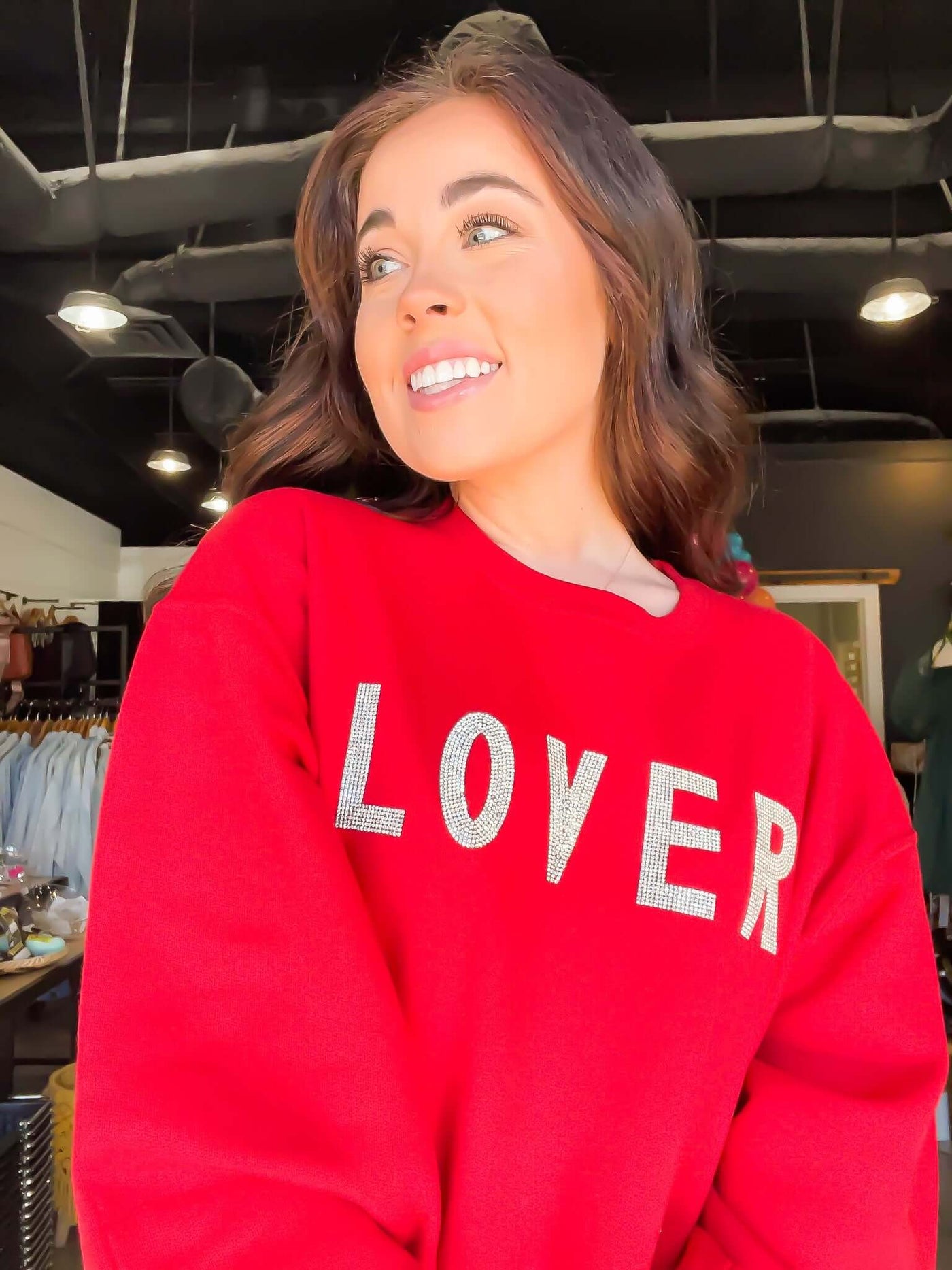 Lover Rhinestone Sweatshirt-135 - DEMAND GRAPHIC-LEATHER & LACE-[option4]-[option5]-[option6]-Leather & Lace Boutique Shop