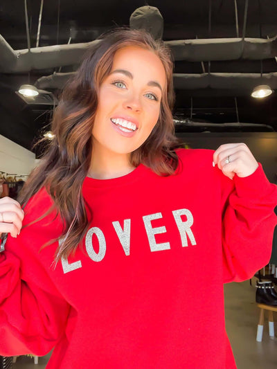 Lover Rhinestone Sweatshirt-135 - DEMAND GRAPHIC-LEATHER & LACE-[option4]-[option5]-[option6]-Leather & Lace Boutique Shop