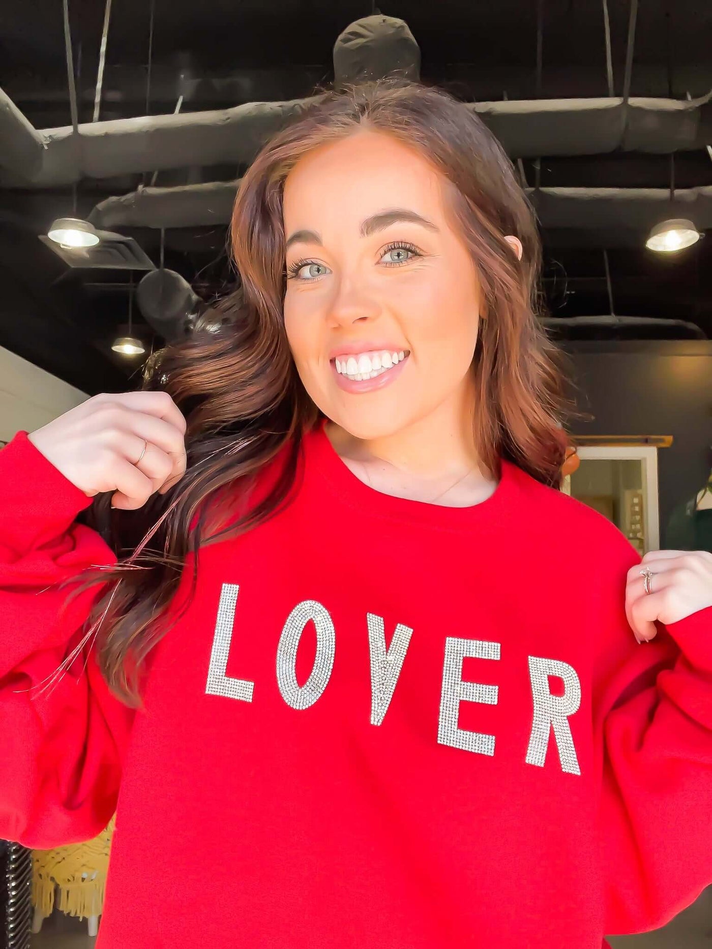 Lover Rhinestone Sweatshirt-135 - DEMAND GRAPHIC-LEATHER & LACE-[option4]-[option5]-[option6]-Leather & Lace Boutique Shop
