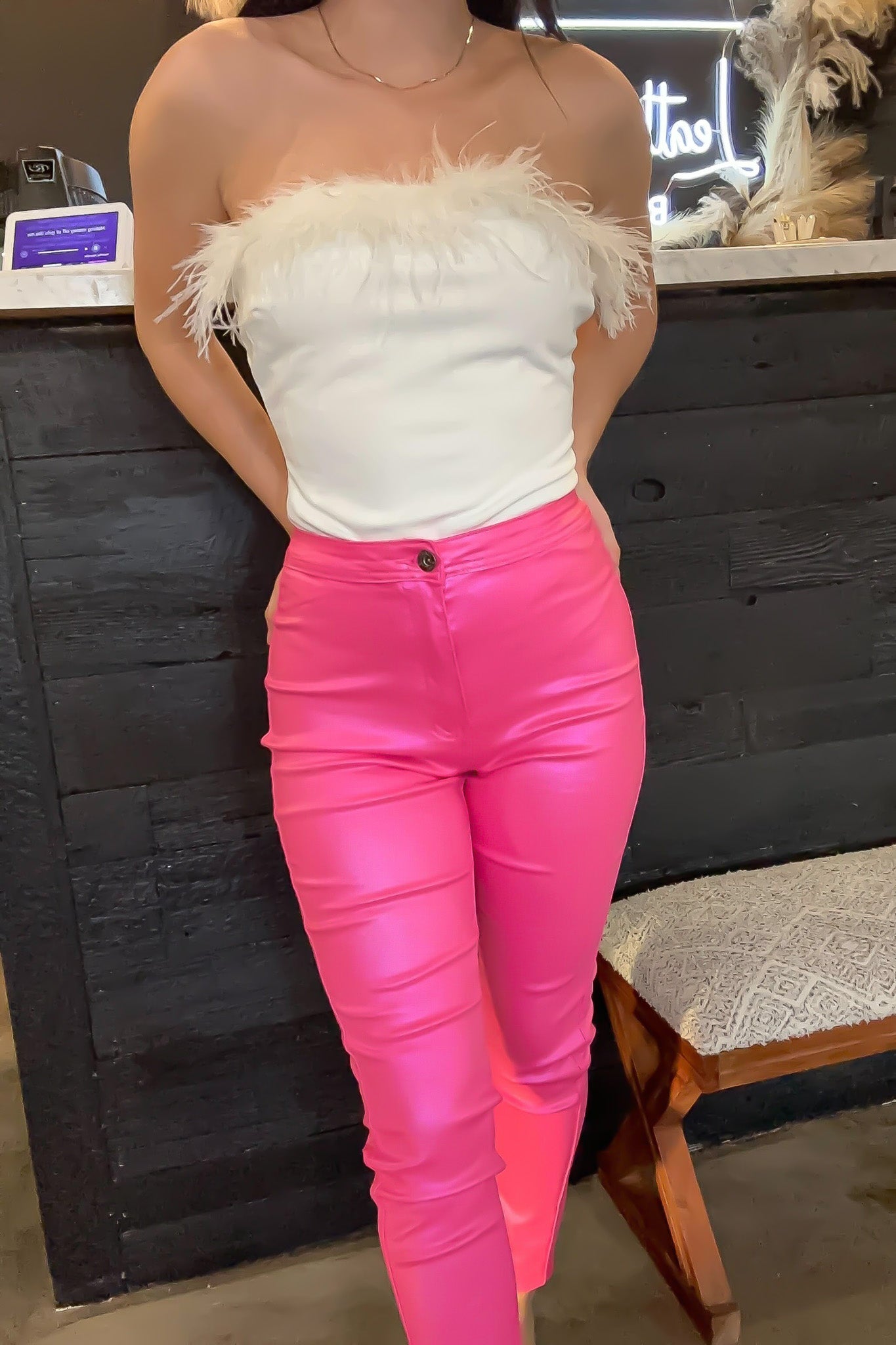 Metallic Disco Skinnies - Hot Pink-160 - BOTTOMS - OTHER-JC & JQ JEANS-[option4]-[option5]-[option6]-Leather & Lace Boutique Shop