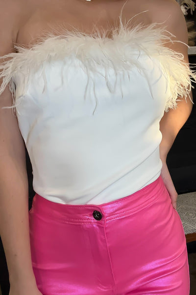 Big Love Strapless Bodysuit - White-100 - TOPS - SHORT SLEEVE/SLEEVELESS-VALENTINE-[option4]-[option5]-[option6]-Leather & Lace Boutique Shop