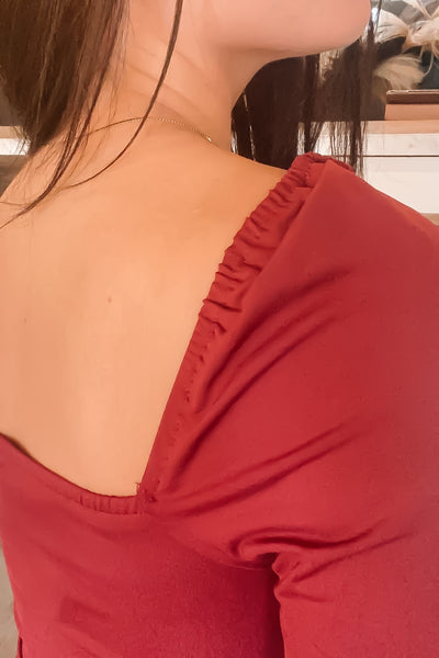 Maroon Bodycon Dress-170 - DRESSES / ROMPERS / SETS-ANNE-[option4]-[option5]-[option6]-Leather & Lace Boutique Shop