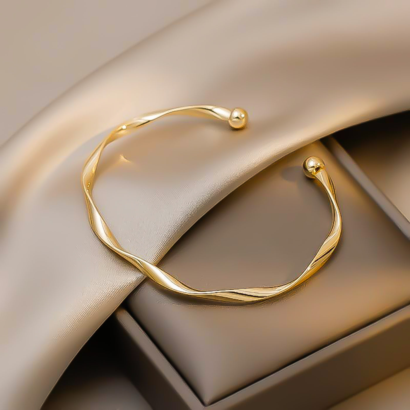Make Waves Gold Twist Bangle-190 - ACCESSORIES - JEWELRY-BETTY & LULU-[option4]-[option5]-[option6]-Leather & Lace Boutique Shop