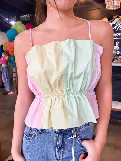 Spring Love Pastel Cami-100 - TOPS - SHORT SLEEVE/SLEEVELESS-PEACH LOVE CALIFORNIA-[option4]-[option5]-[option6]-Leather & Lace Boutique Shop