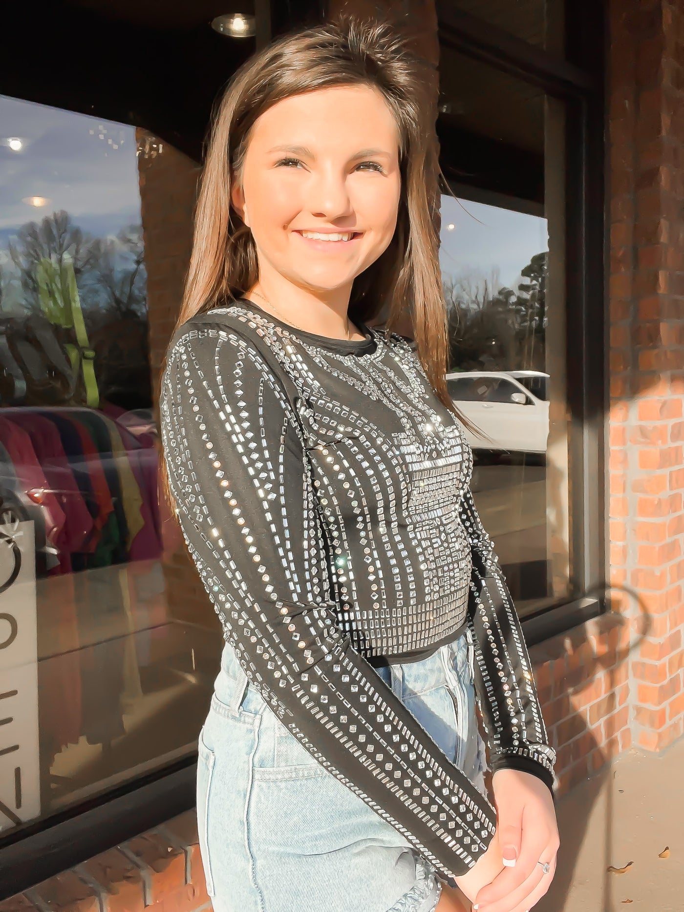 Somethin' Bad Jewel Bodysuit-110 - TOPS - LONG SLEEVE-BLUE BUTTERCUP-[option4]-[option5]-[option6]-Leather & Lace Boutique Shop