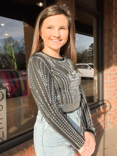 Somethin' Bad Jewel Bodysuit-110 - TOPS - LONG SLEEVE-BLUE BUTTERCUP-[option4]-[option5]-[option6]-Leather & Lace Boutique Shop