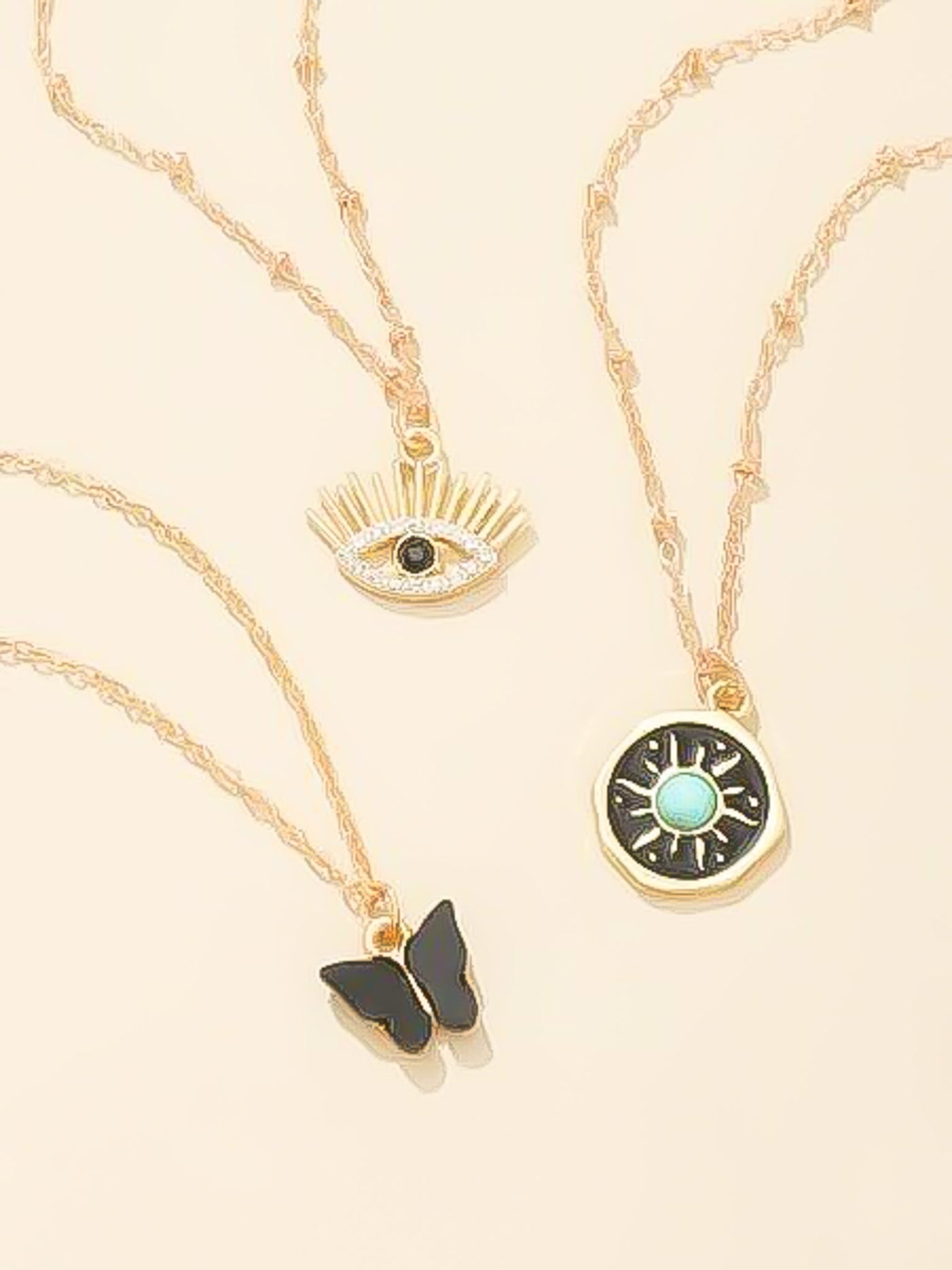 Gold & Black Pendant Necklaces-190 - ACCESSORIES - JEWELRY-BETTY & LULU-[option4]-[option5]-[option6]-Leather & Lace Boutique Shop