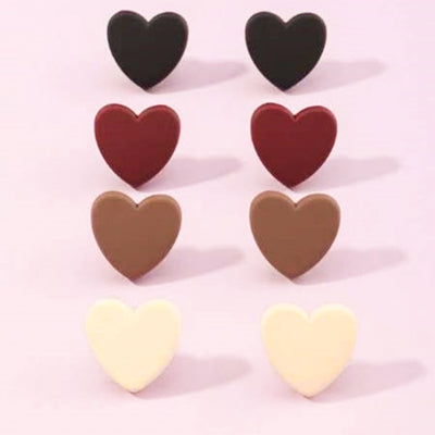 Clay Heart Mini Stud Earrings - Set of 4-190 - ACCESSORIES - JEWELRY-BETTY & LULU-[option4]-[option5]-[option6]-Leather & Lace Boutique Shop