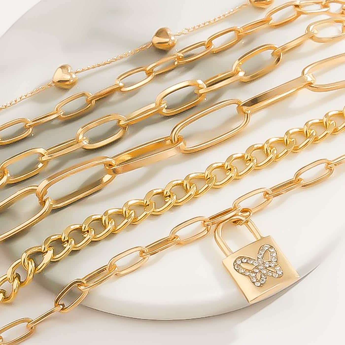 Gold Chains & Butterfly Charm Bracelet - Set of 6-190 - ACCESSORIES - JEWELRY-BETTY & LULU-[option4]-[option5]-[option6]-Leather & Lace Boutique Shop