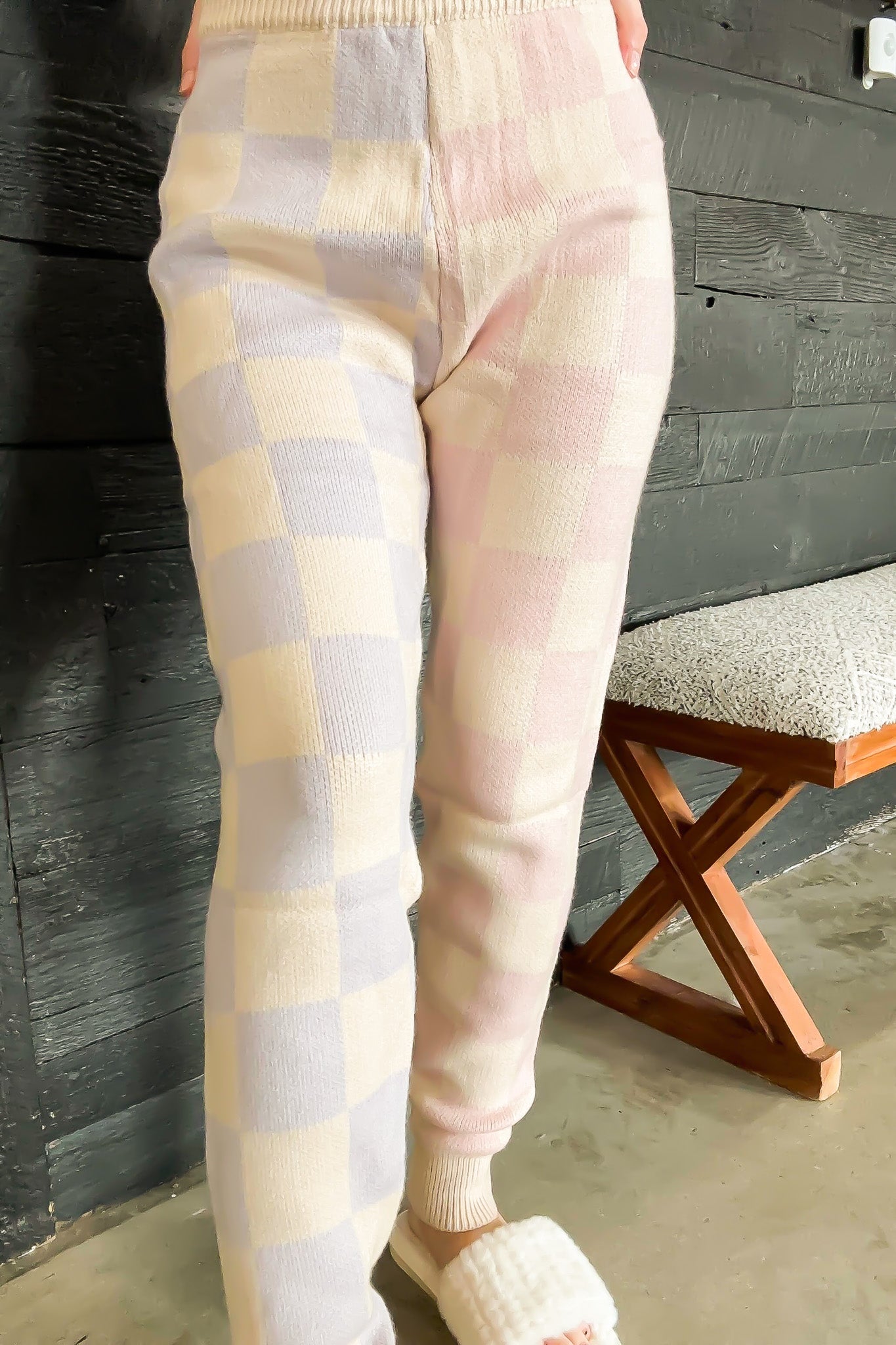 Checked Out Knit Joggers-160 - BOTTOMS - OTHER-MISS SPARKLING-[option4]-[option5]-[option6]-Leather & Lace Boutique Shop